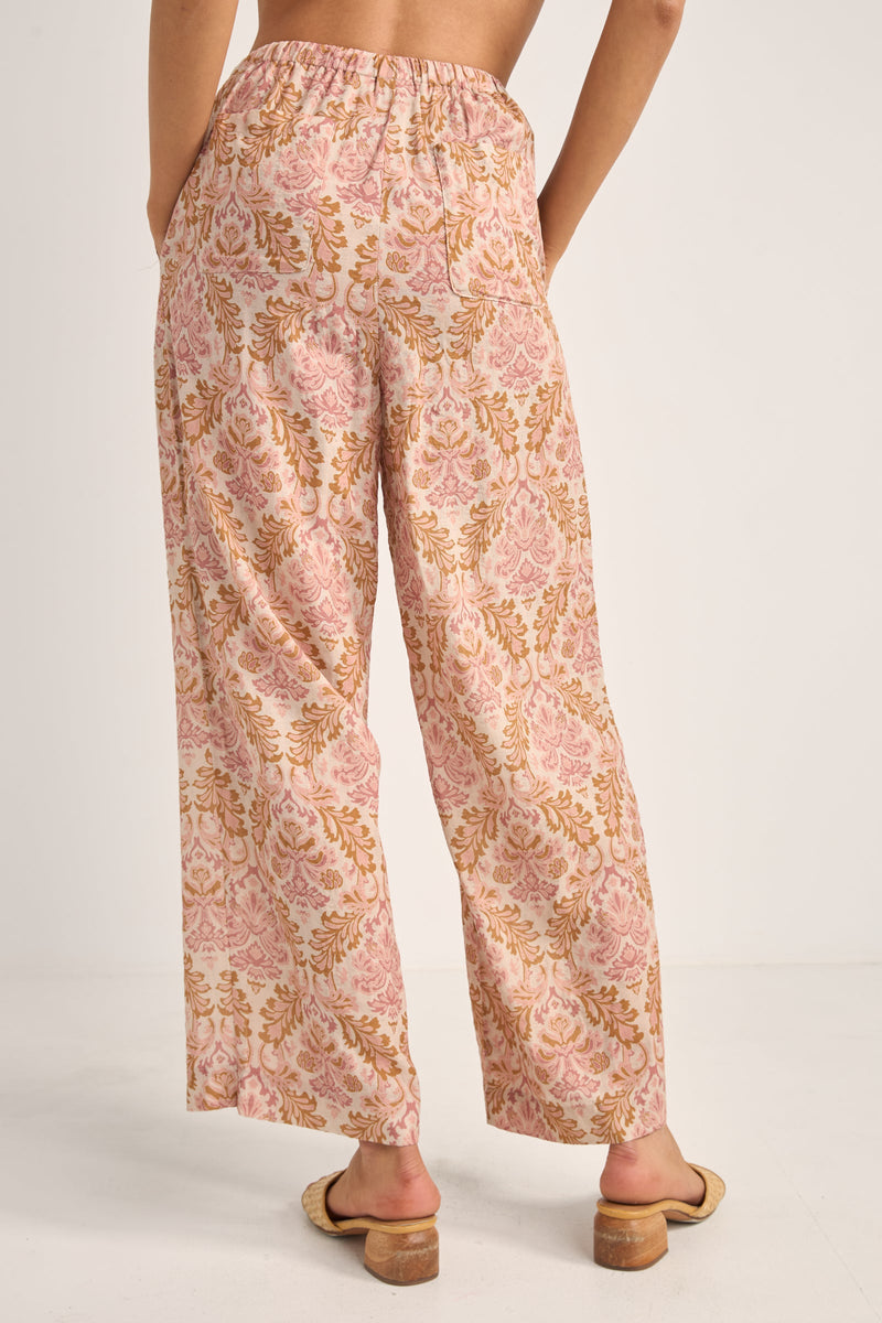 Jessie Paisley Drawstring Pant Rose