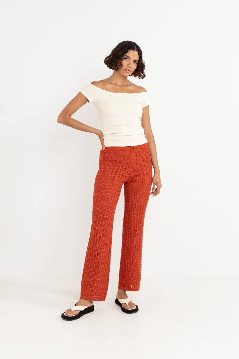 Scallop Knit Pant Burnt Orange