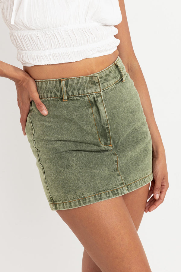 Ada Denim Skirt Sage