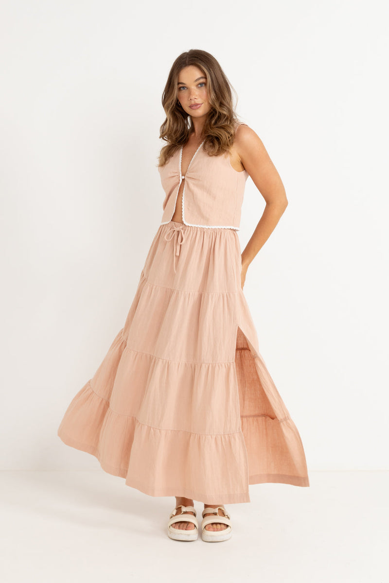 Posie Textured Maxi Skirt Blush