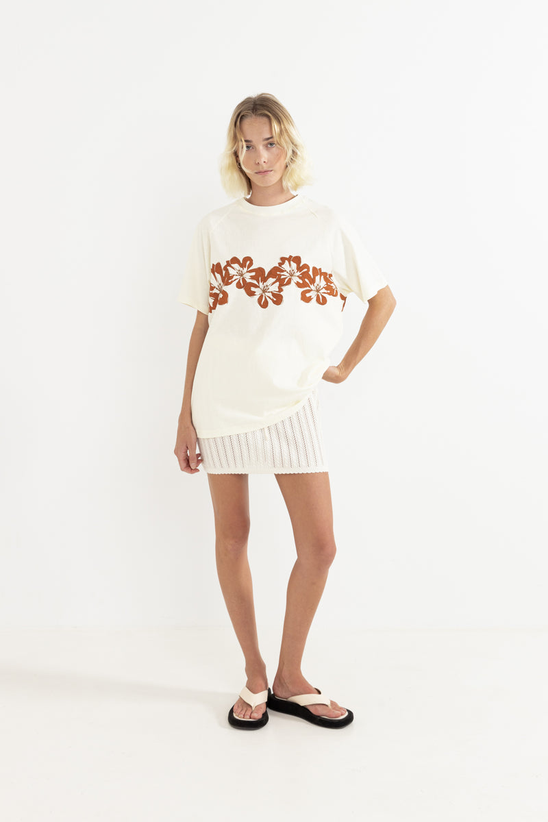 Scallop Knit Mini Skirt Cream