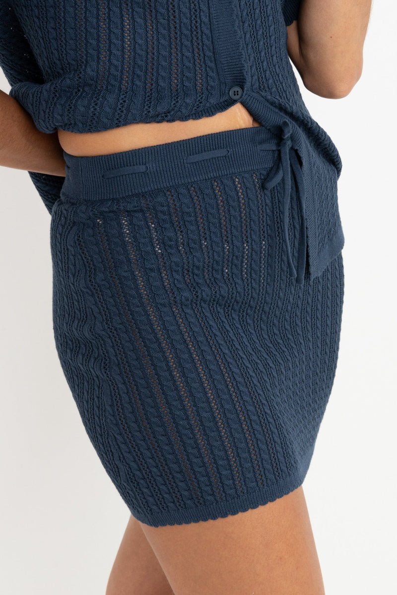 Scallop Knit Mini Skirt Navy