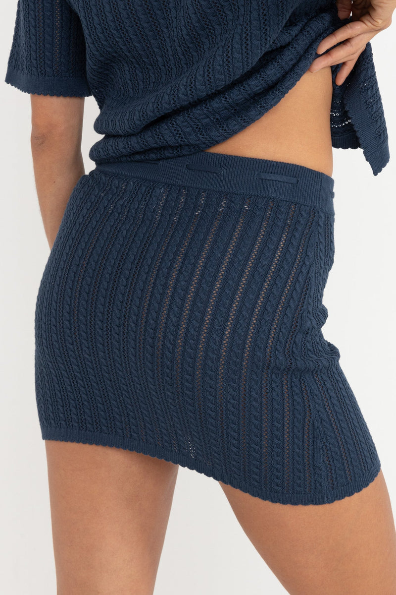 Scallop Knit Mini Skirt Navy