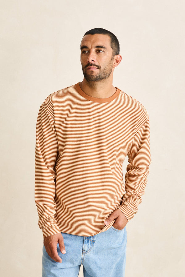 Essential Stripe Ls T-Shirt Tobacco