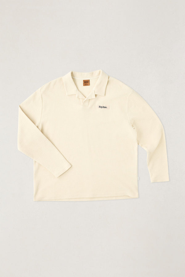 Waffle Rugby Ls Polo Cream