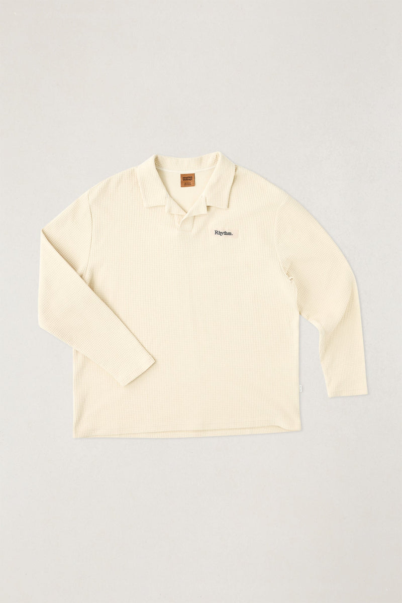 Waffle Rugby Ls Polo Cream