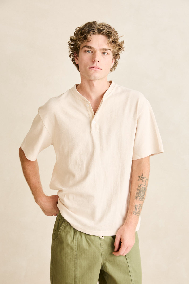 Vintage Jersey Ss Henley Natural