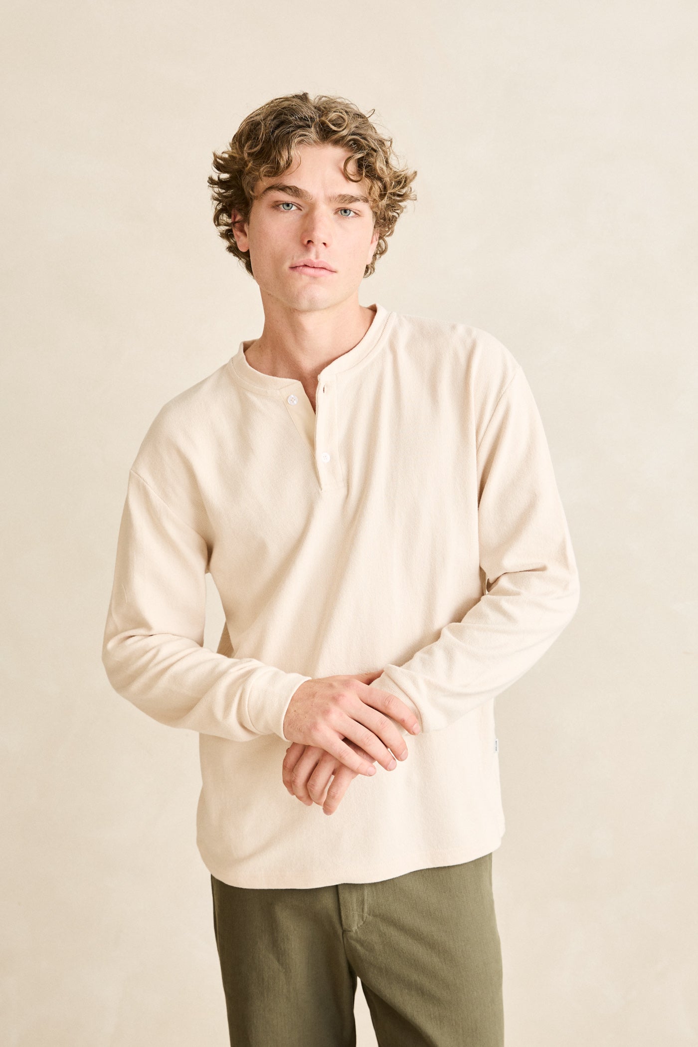 Vintage Jersey Ls Henley Natural – Rhythm US