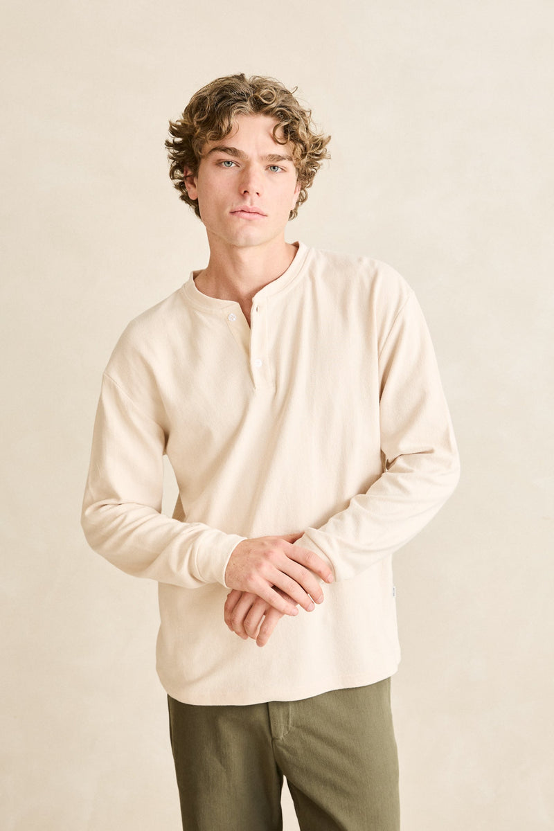 Vintage Jersey Ls Henley Natural – Rhythm US