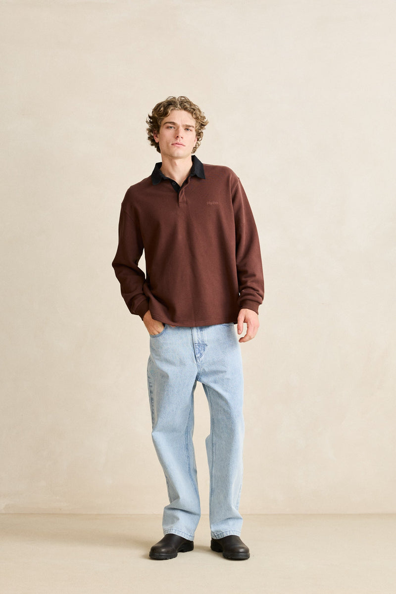 Koa Ls Rugby Polo Chocolate