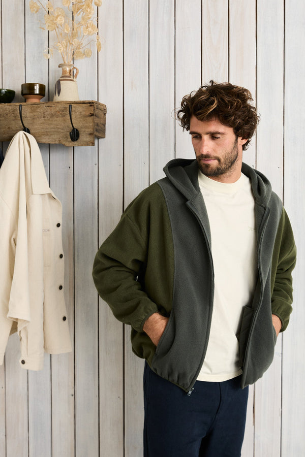 Oversized Zip-Thru Fleece Fern