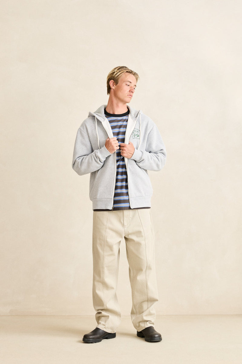 Peace Sun Fleece Zip Heather Grey