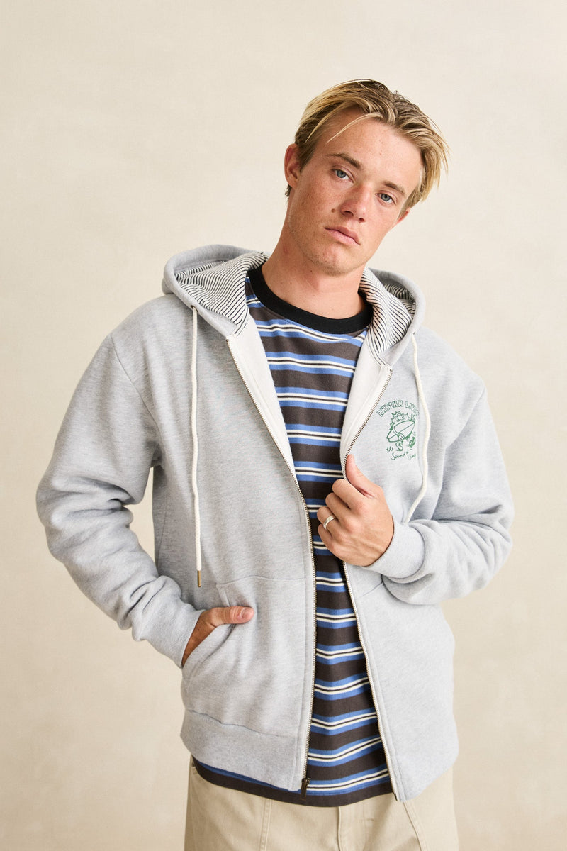Peace Sun Fleece Zip Heather Grey