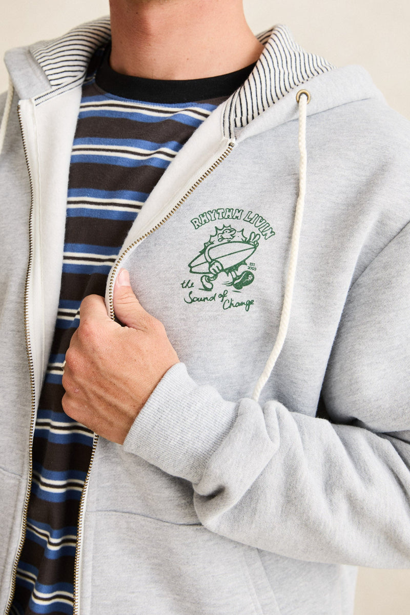 Peace Sun Fleece Zip Heather Grey