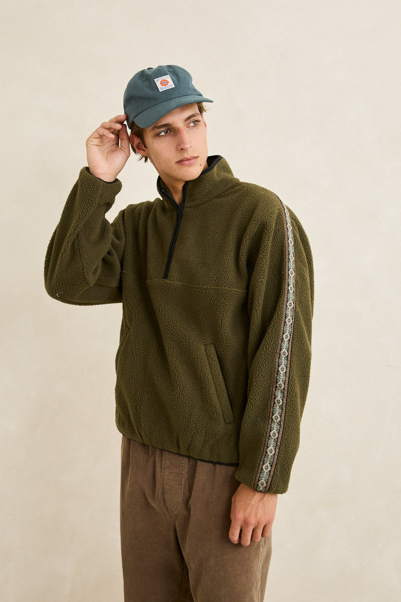 Camp Quarter Zip Sherpa Olive – Rhythm US