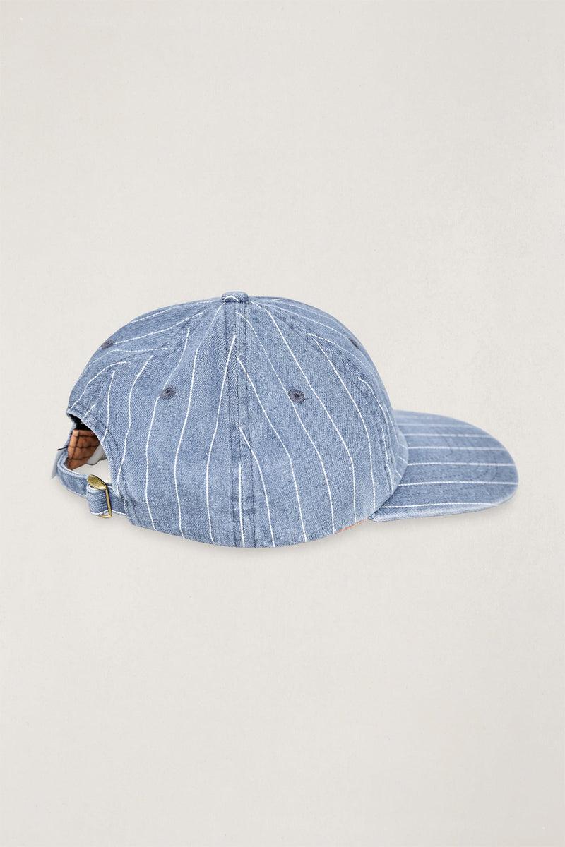 Essential Pin Stripe Denim Cap Washed Indigo