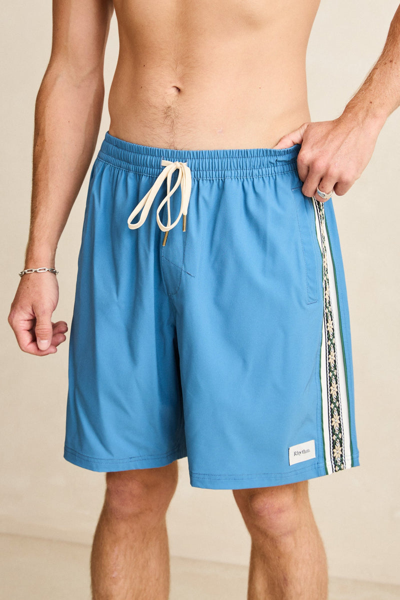 Panel Stripe Beach Short Mineral Blue
