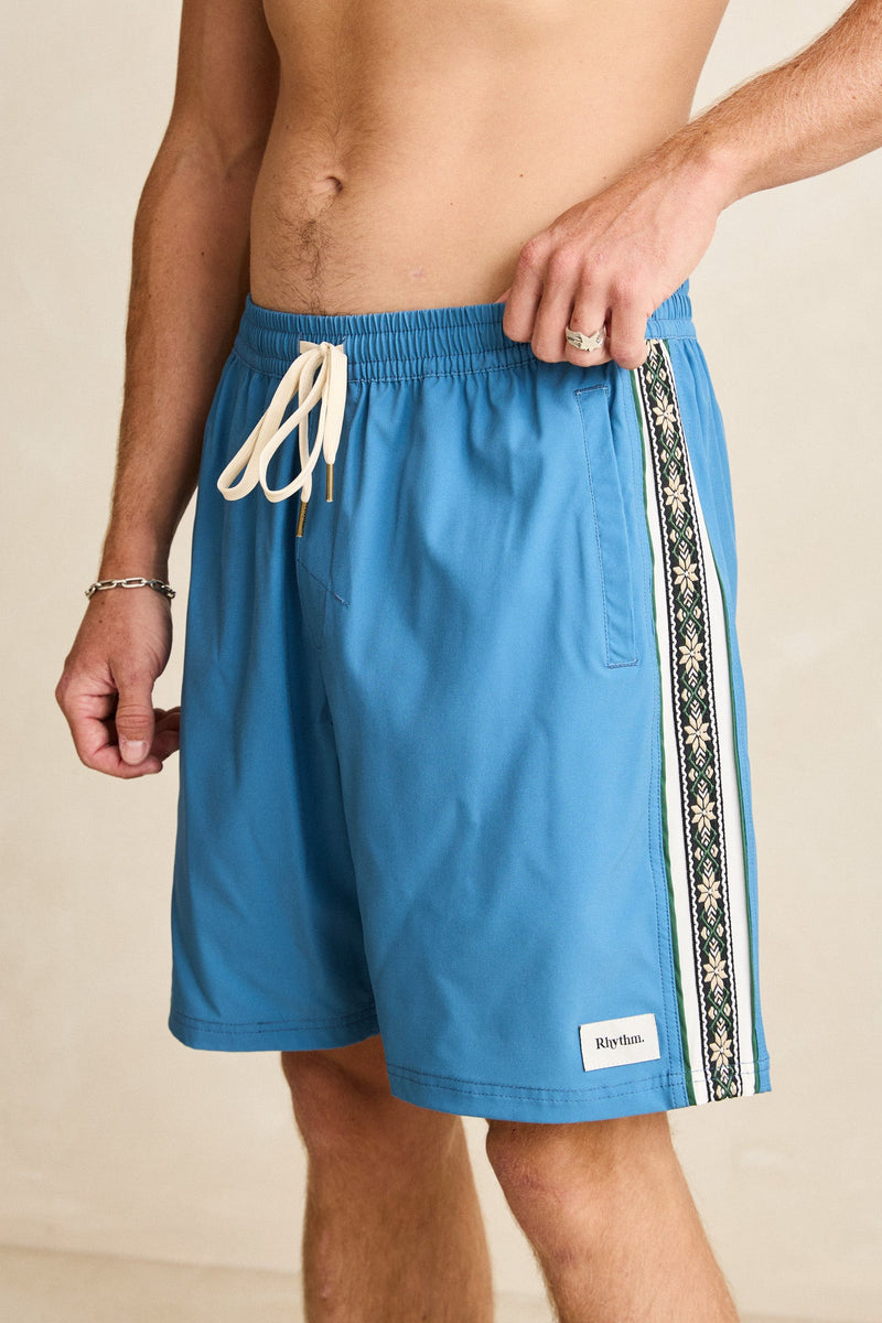 Panel Stripe Beach Short Mineral Blue