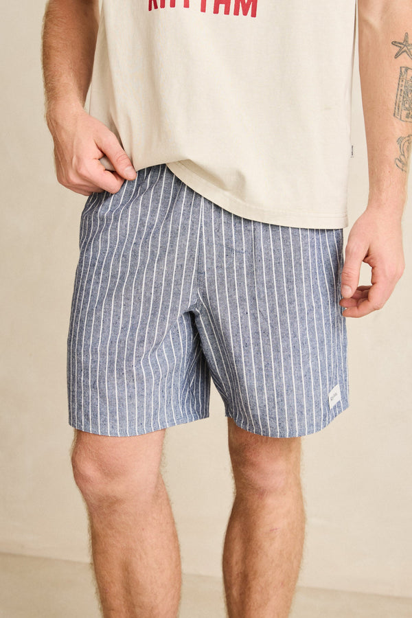 Linen Pin Stripe Jam Indigo