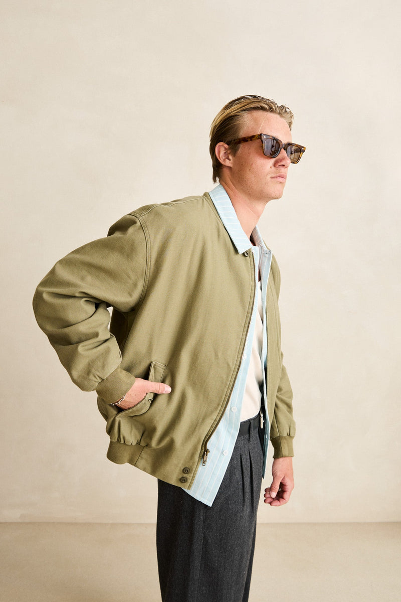 Reverse Twill Bomber Jacket Washed Olive