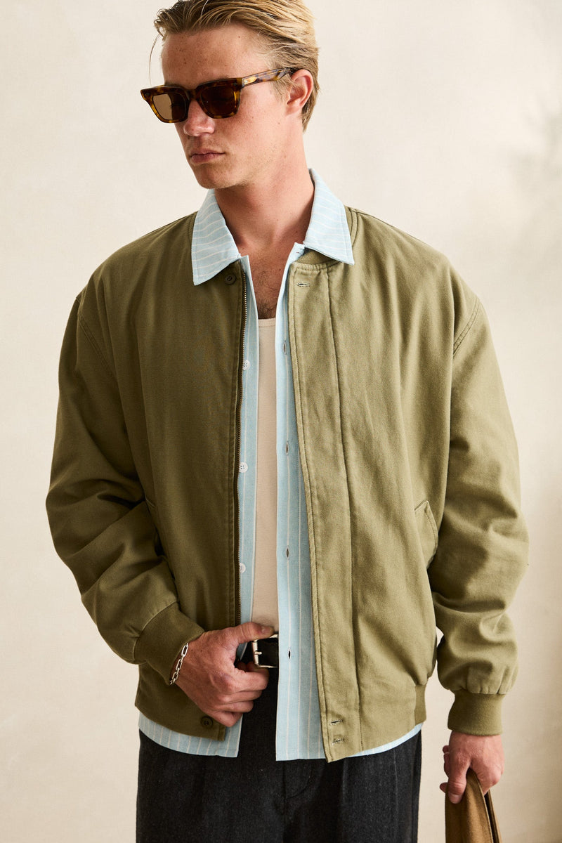 Reverse Twill Bomber Jacket Washed Olive