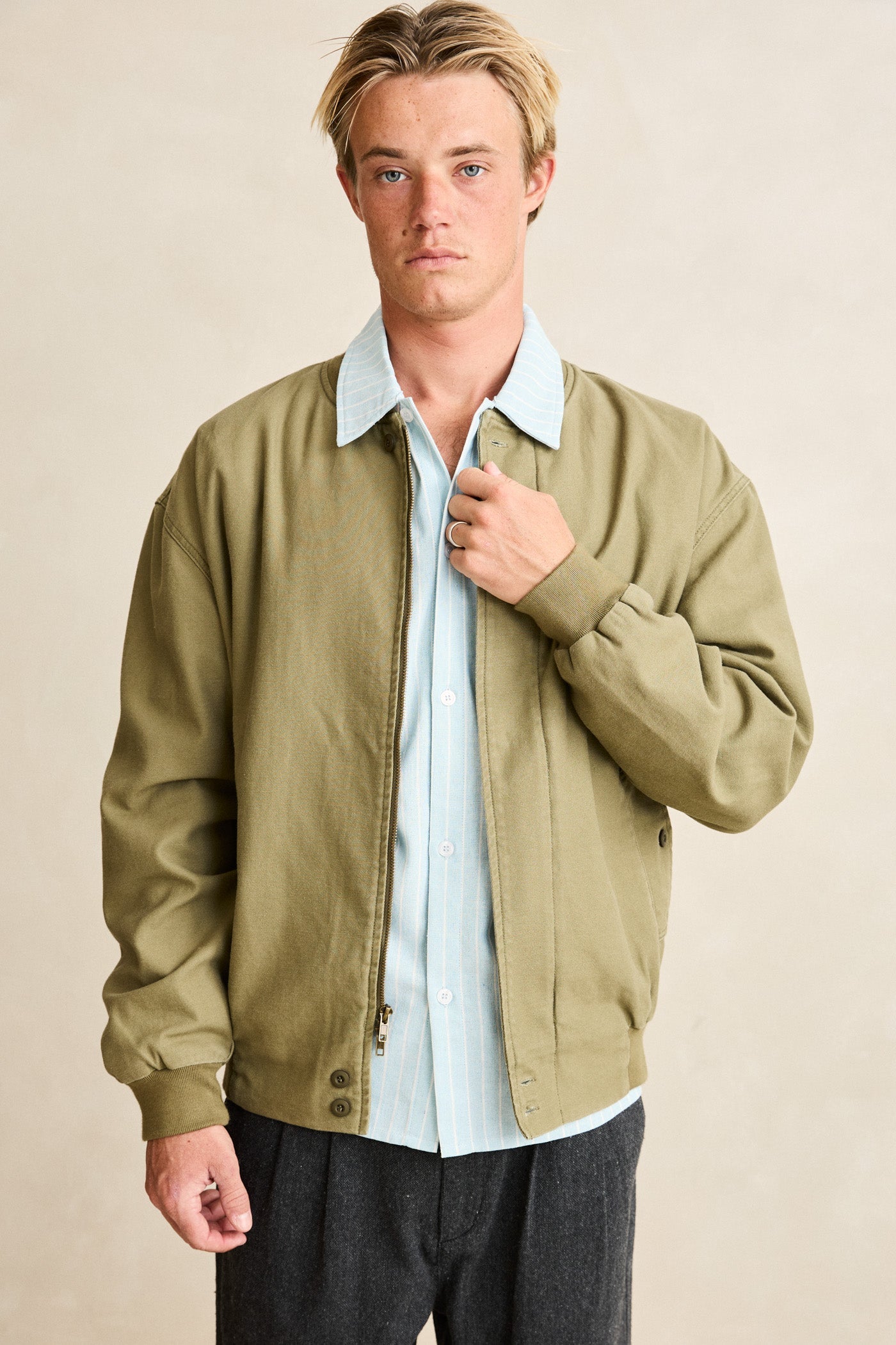 Reverse Twill Bomber Jacket Washed Olive – Rhythm US