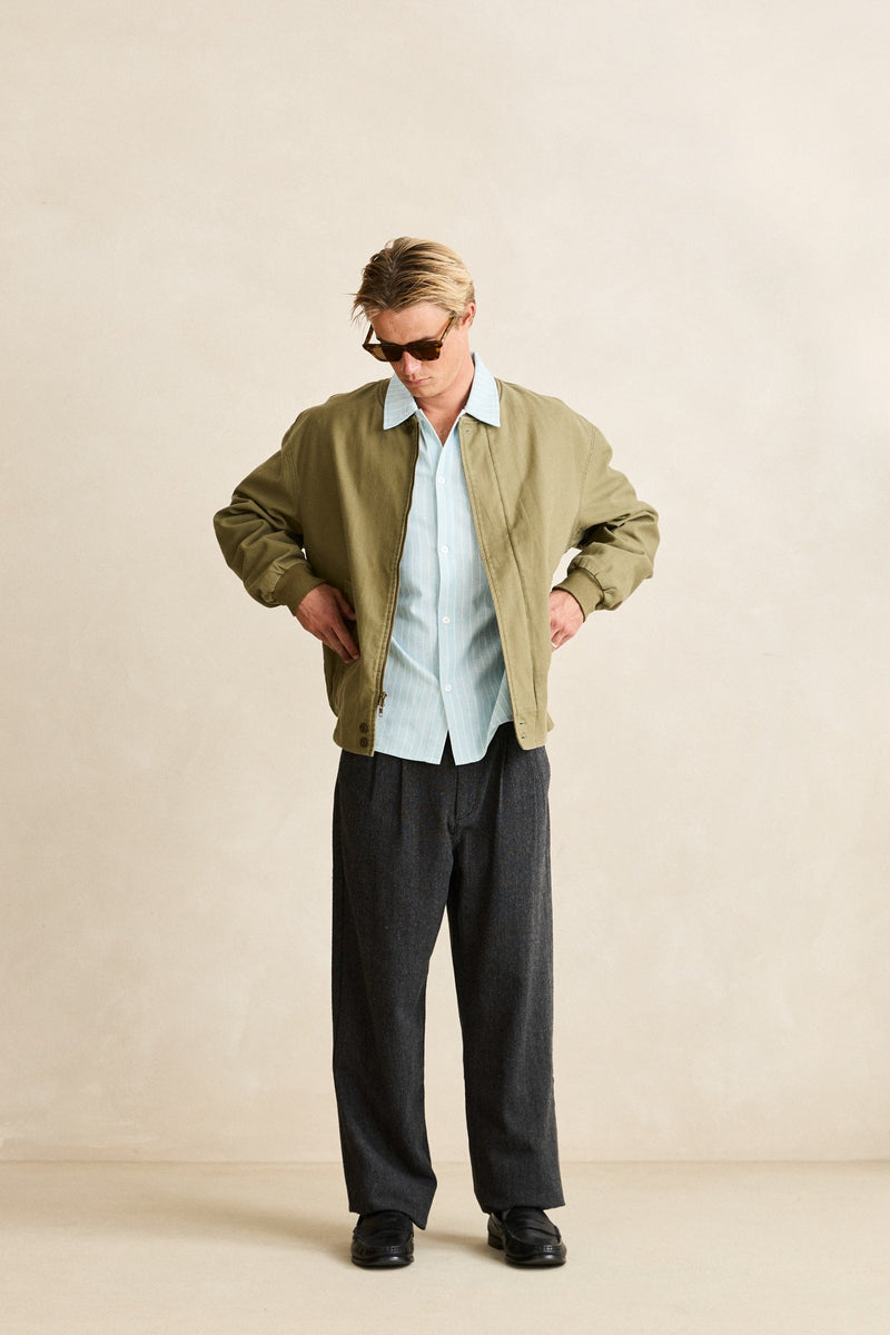 Reverse Twill Bomber Jacket Washed Olive