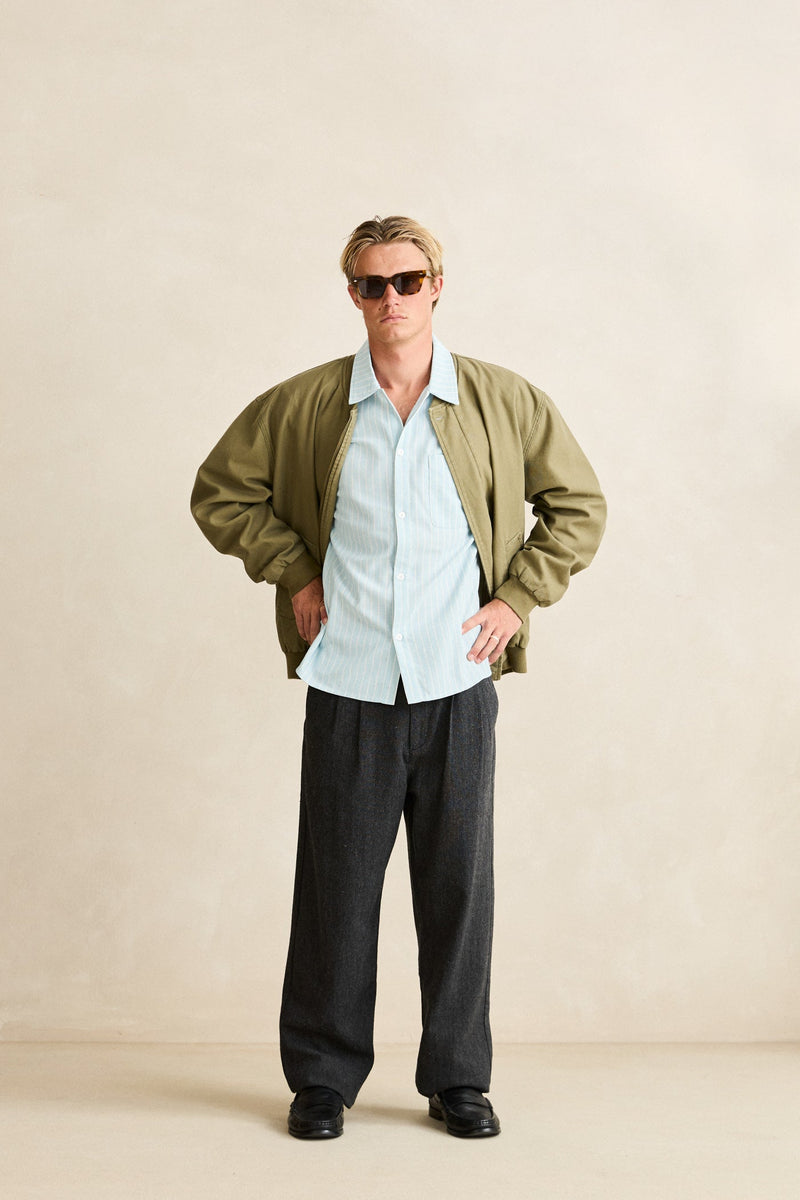 Reverse Twill Bomber Jacket Washed Olive