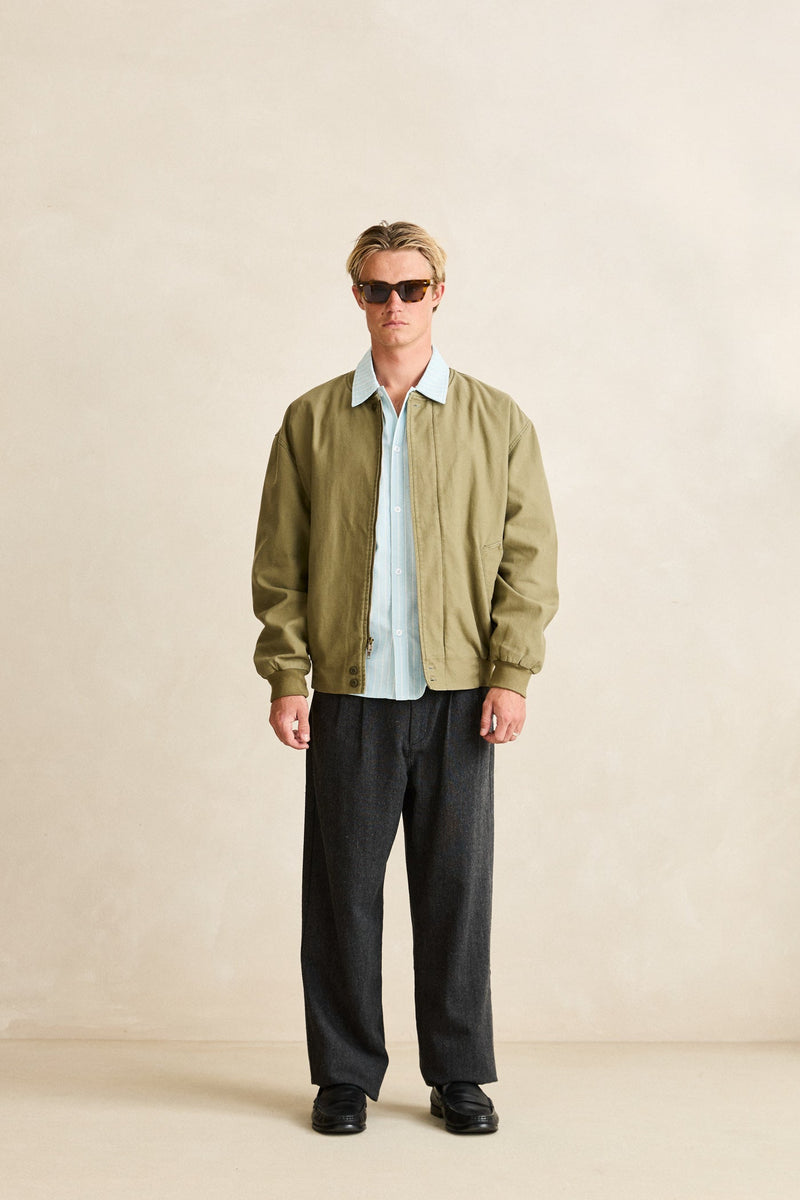 Reverse Twill Bomber Jacket Washed Olive