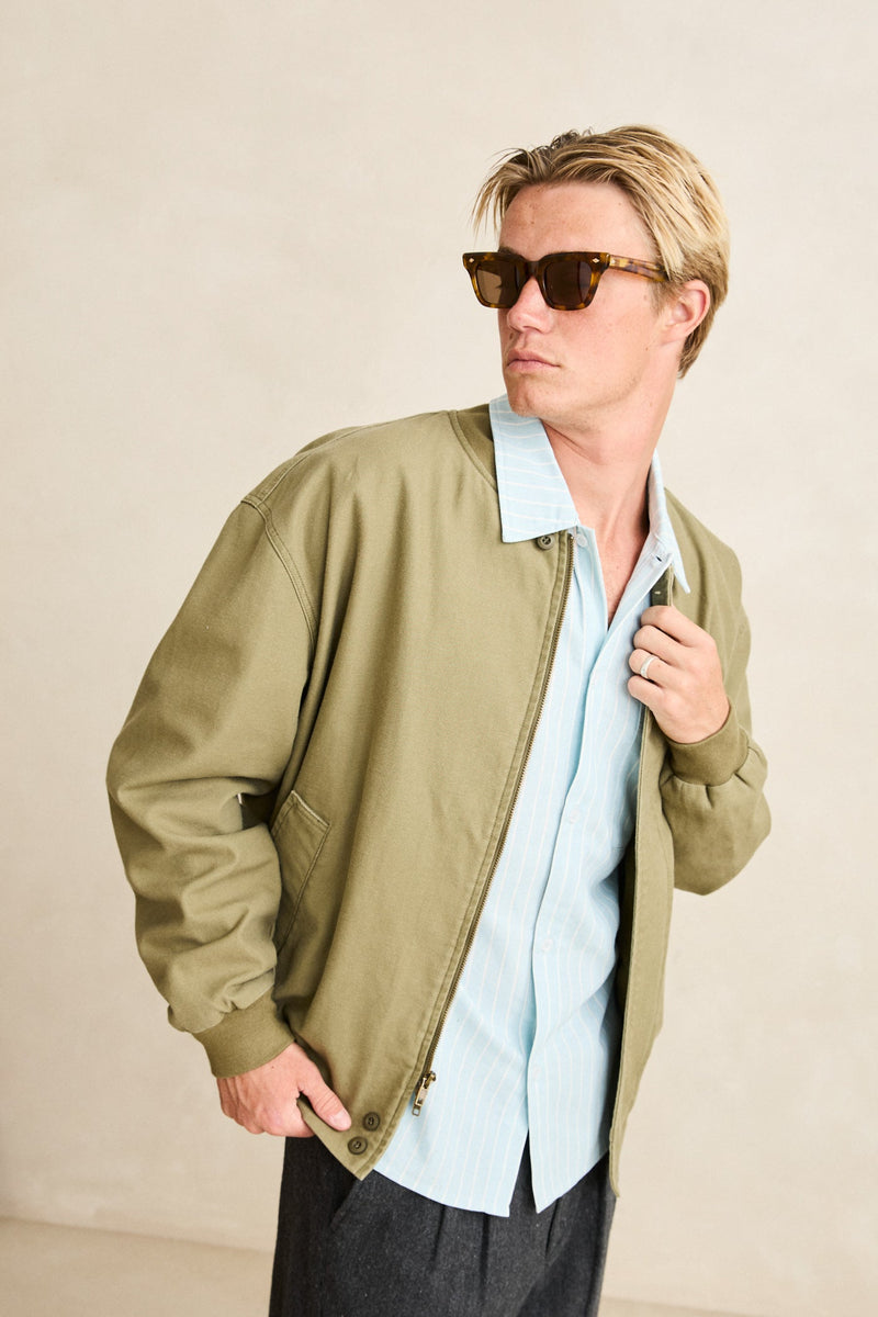 Reverse Twill Bomber Jacket Washed Olive
