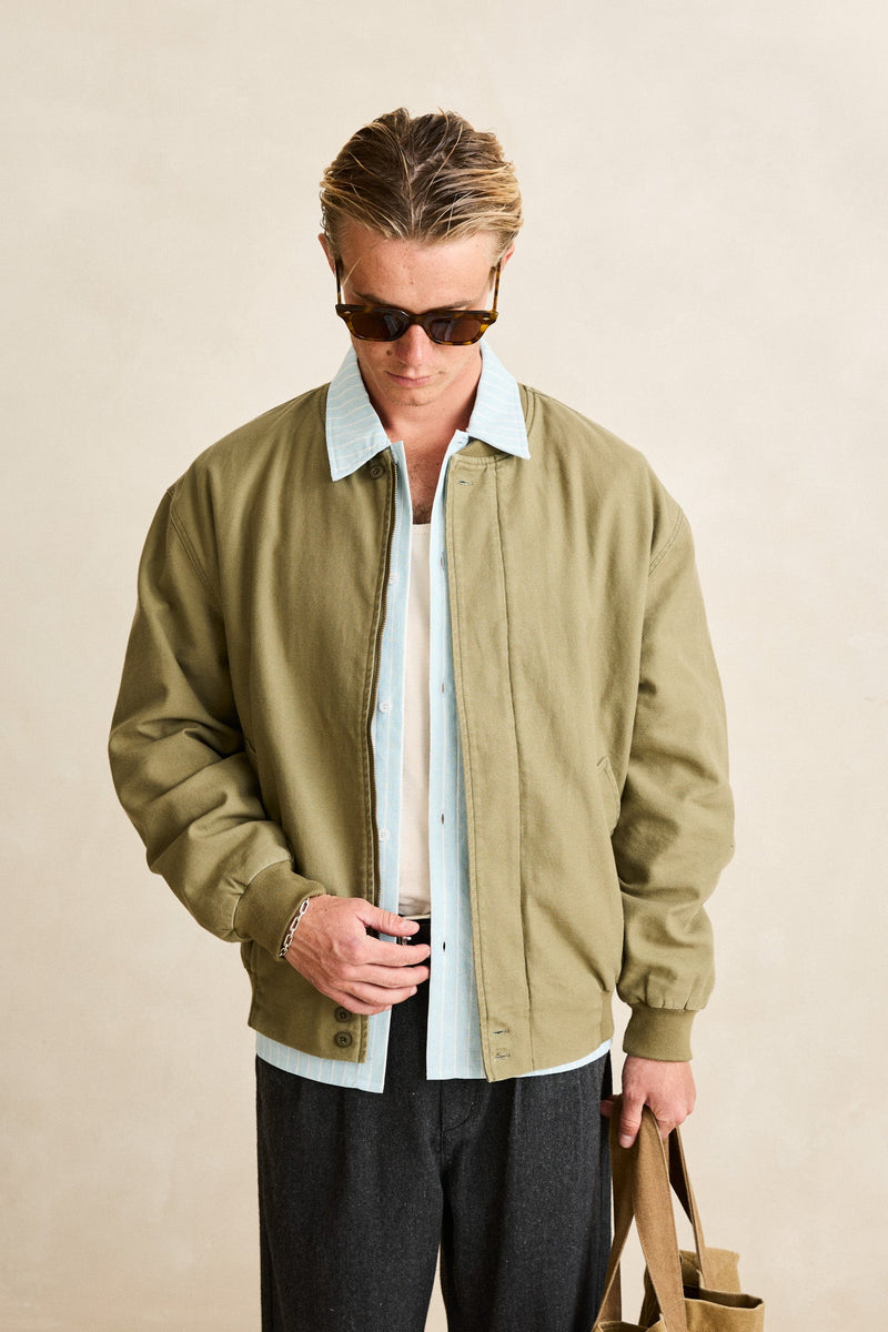 Reverse Twill Bomber Jacket Washed Olive