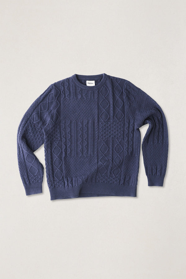 Patchwork Sweater Vintage Navy