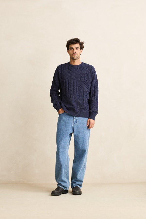 Patchwork Sweater Vintage Navy