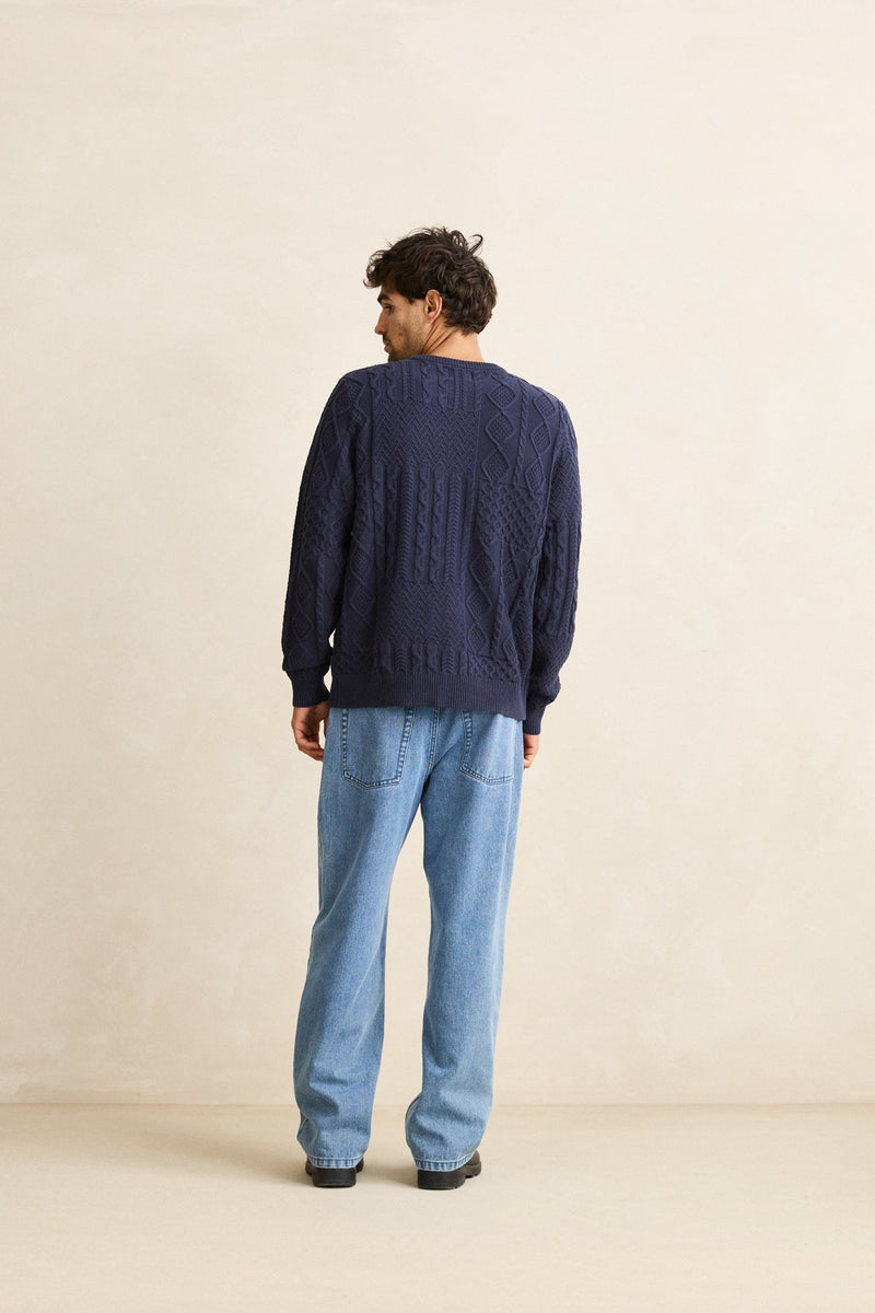 Patchwork Sweater Vintage Navy