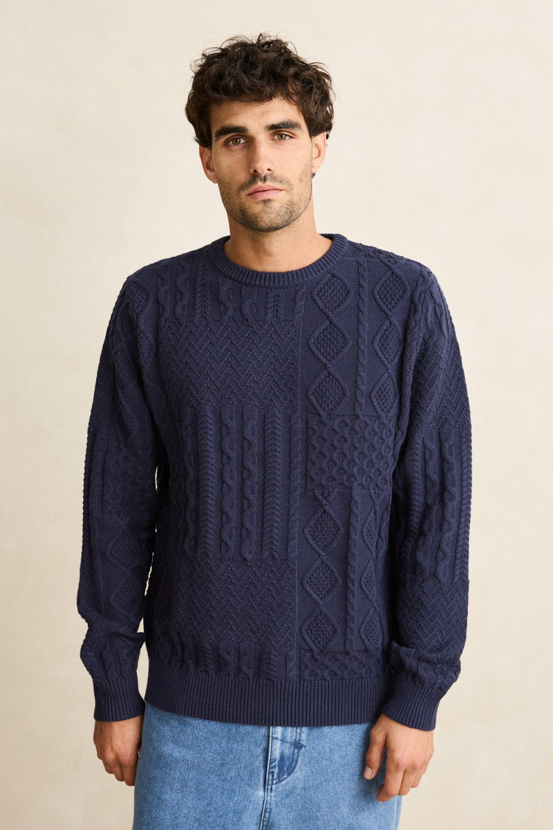Patchwork Sweater Vintage Navy