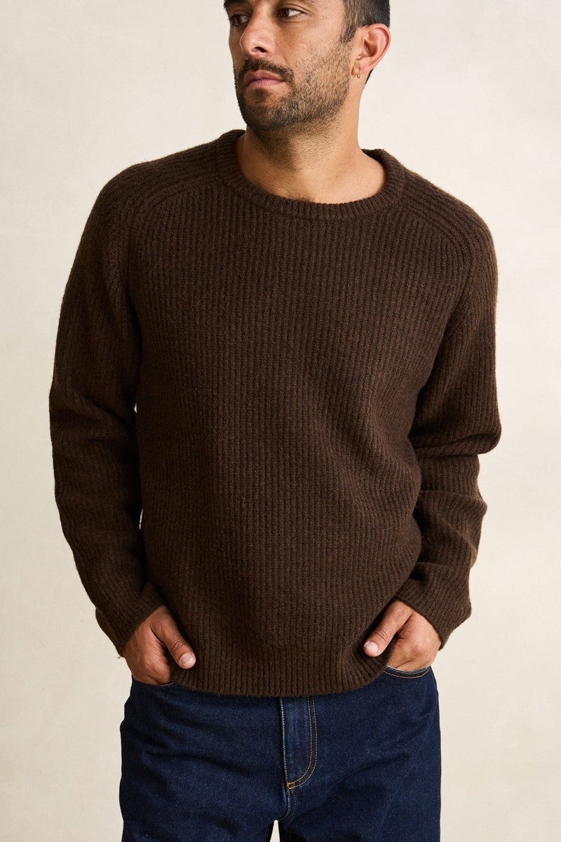 Vintage Waffle Knit Sweater Chocolate