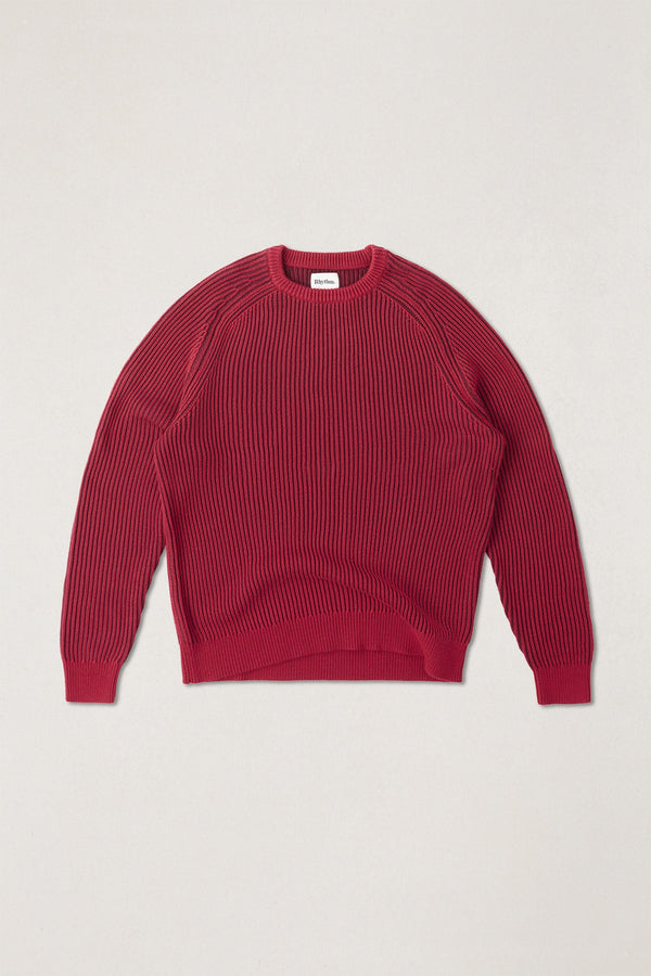 Texture Stripe Knit Moroccan Red
