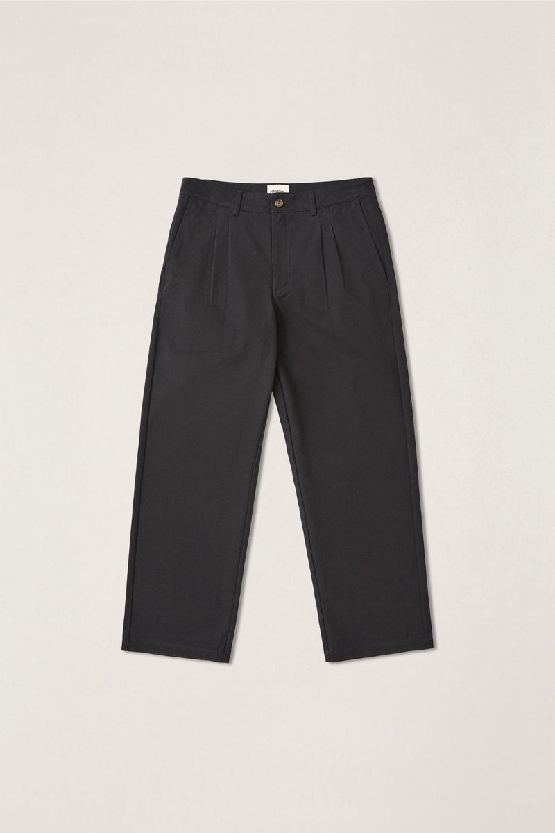 Essential Pleated Twill Trouser Black