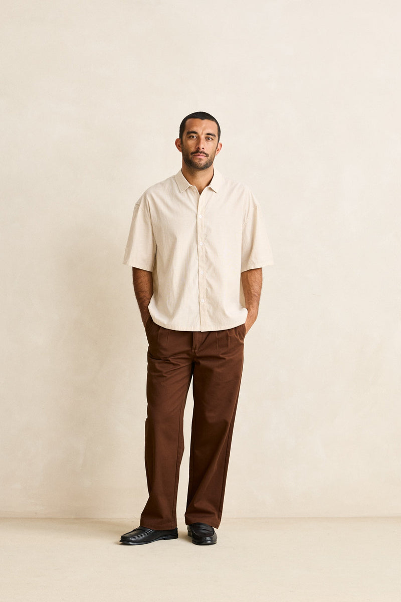 Essential Pleated Twill Trouser Chocolate