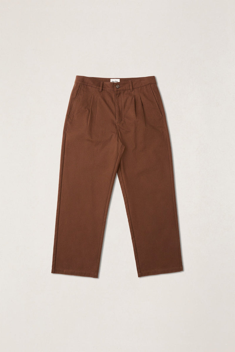 Essential Pleated Twill Trouser Chocolate