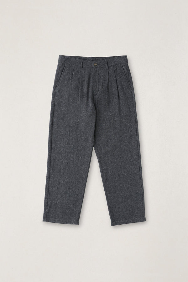 Double Pleat Tweed Trouser Granite
