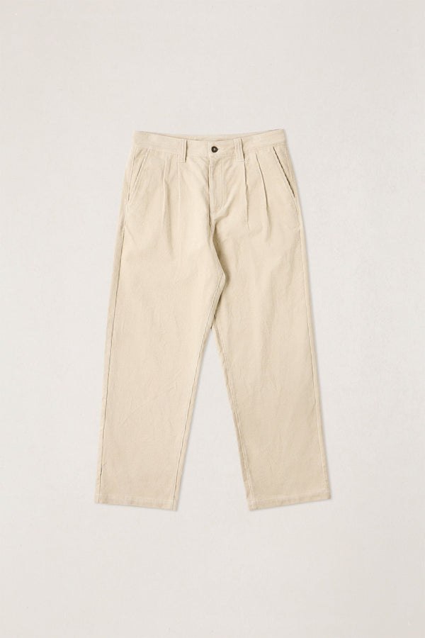 Double Pleat Cord Trouser Sand
