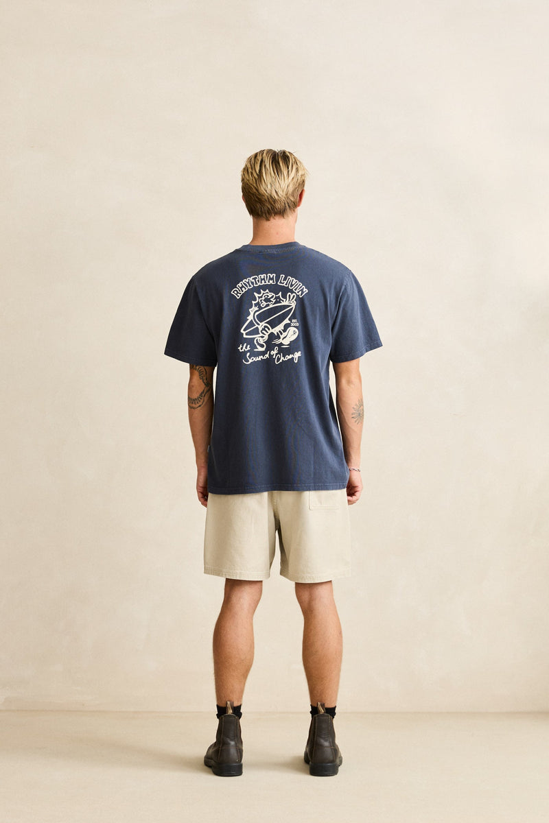 Peace Sun Vintage Ss T-Shirt Navy