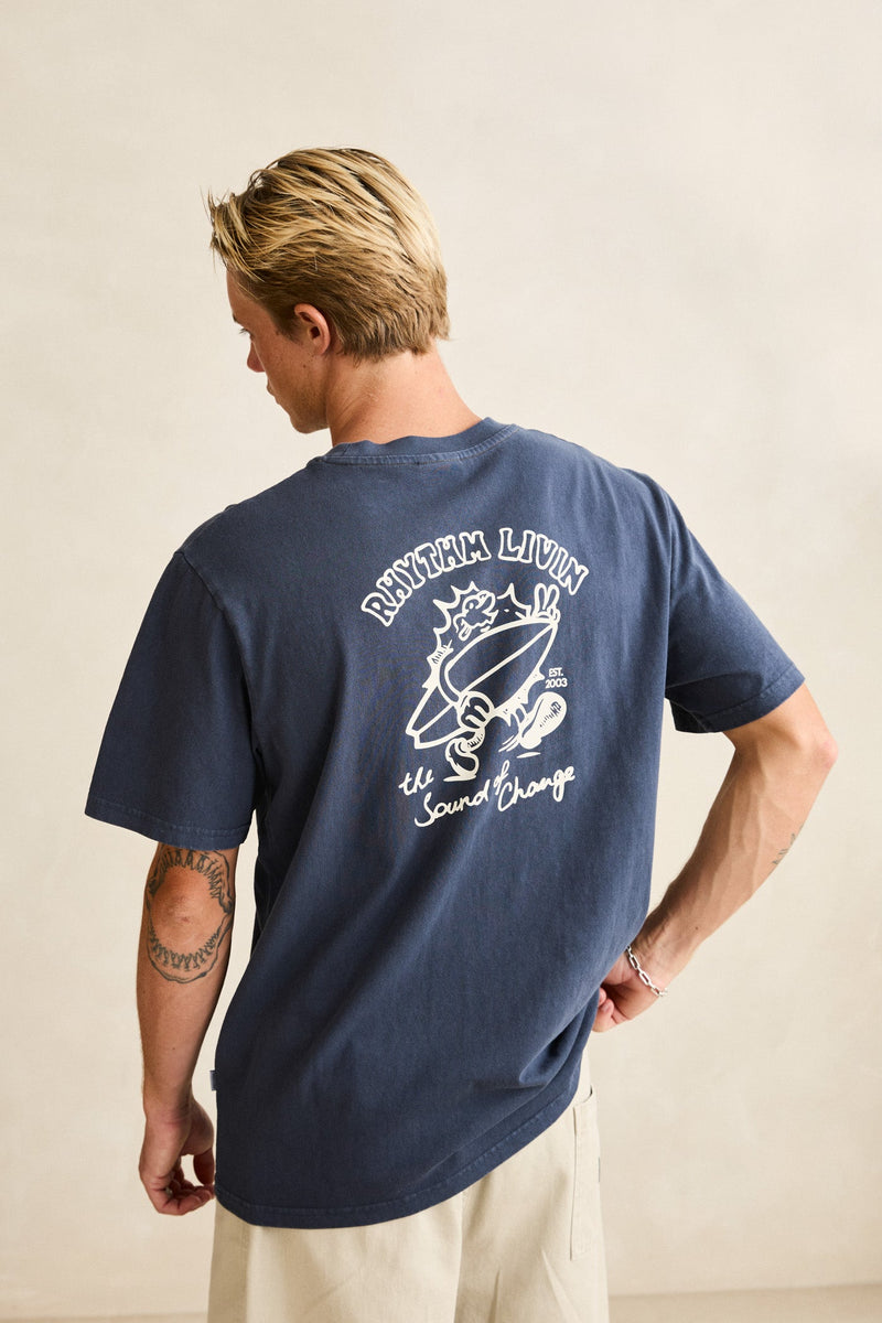 Peace Sun Vintage Ss T-Shirt Navy