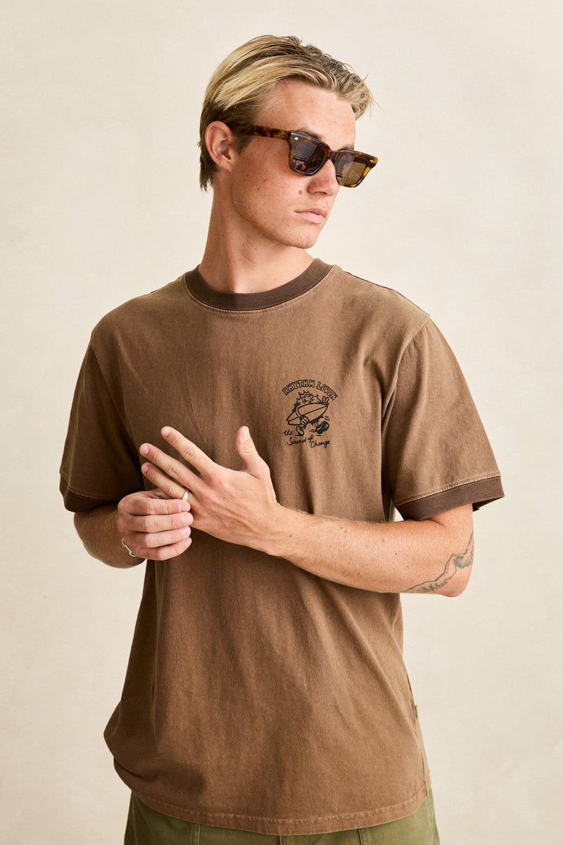 Peace Sun Ringer Vintage Ss T-Shirt Oak