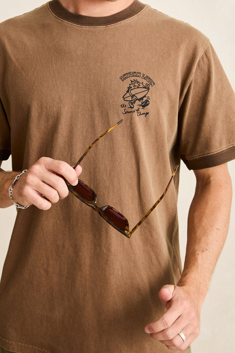 Peace Sun Ringer Vintage Ss T-Shirt Oak