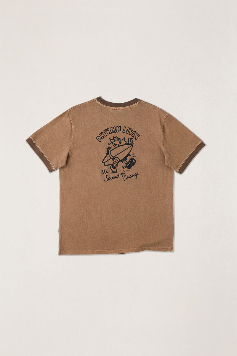 Peace Sun Ringer Vintage Ss T-Shirt Oak