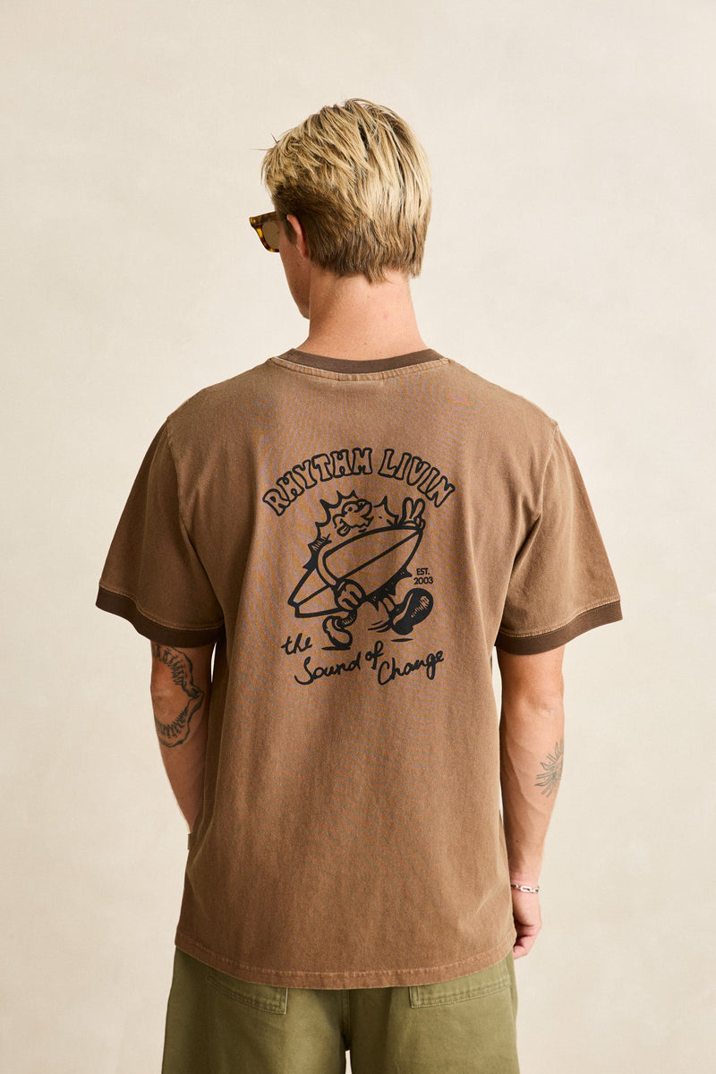 Peace Sun Ringer Vintage Ss T-Shirt Oak