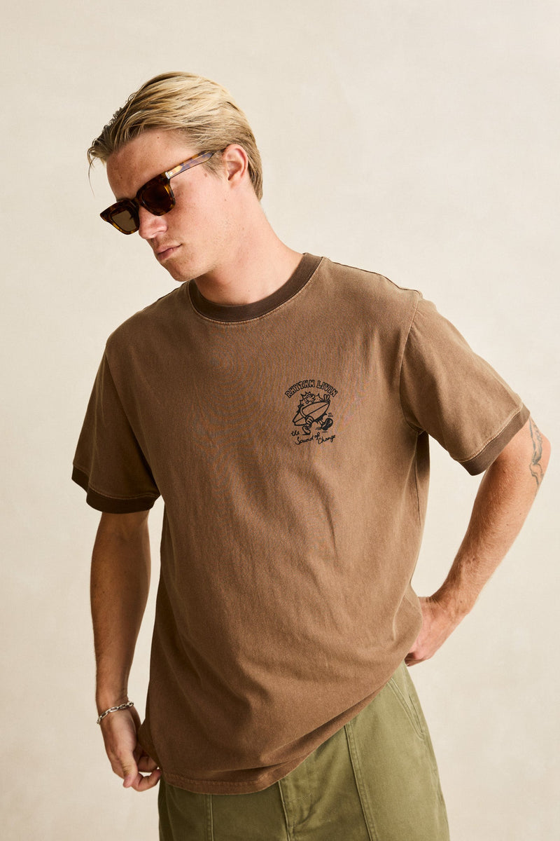 Peace Sun Ringer Vintage Ss T-Shirt Oak
