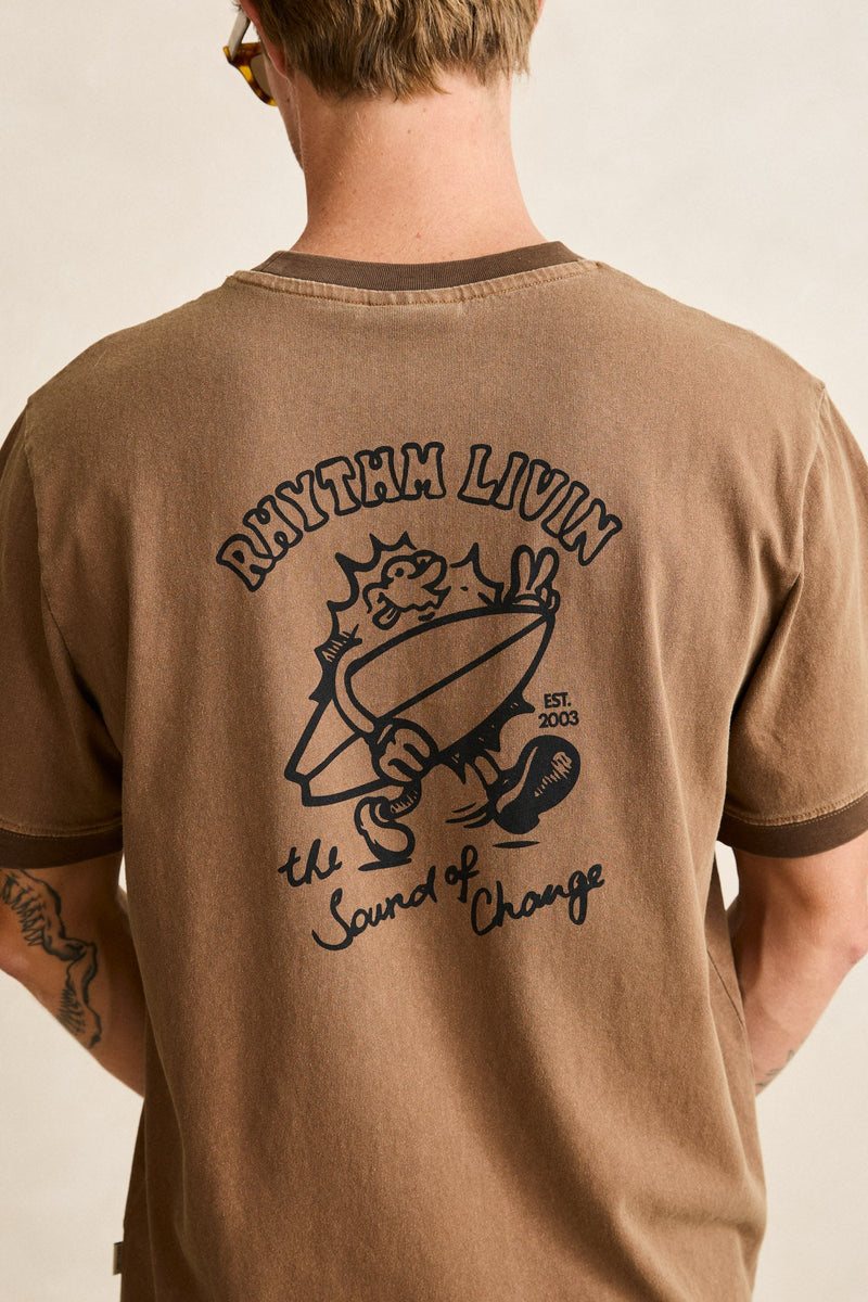 Peace Sun Ringer Vintage Ss T-Shirt Oak